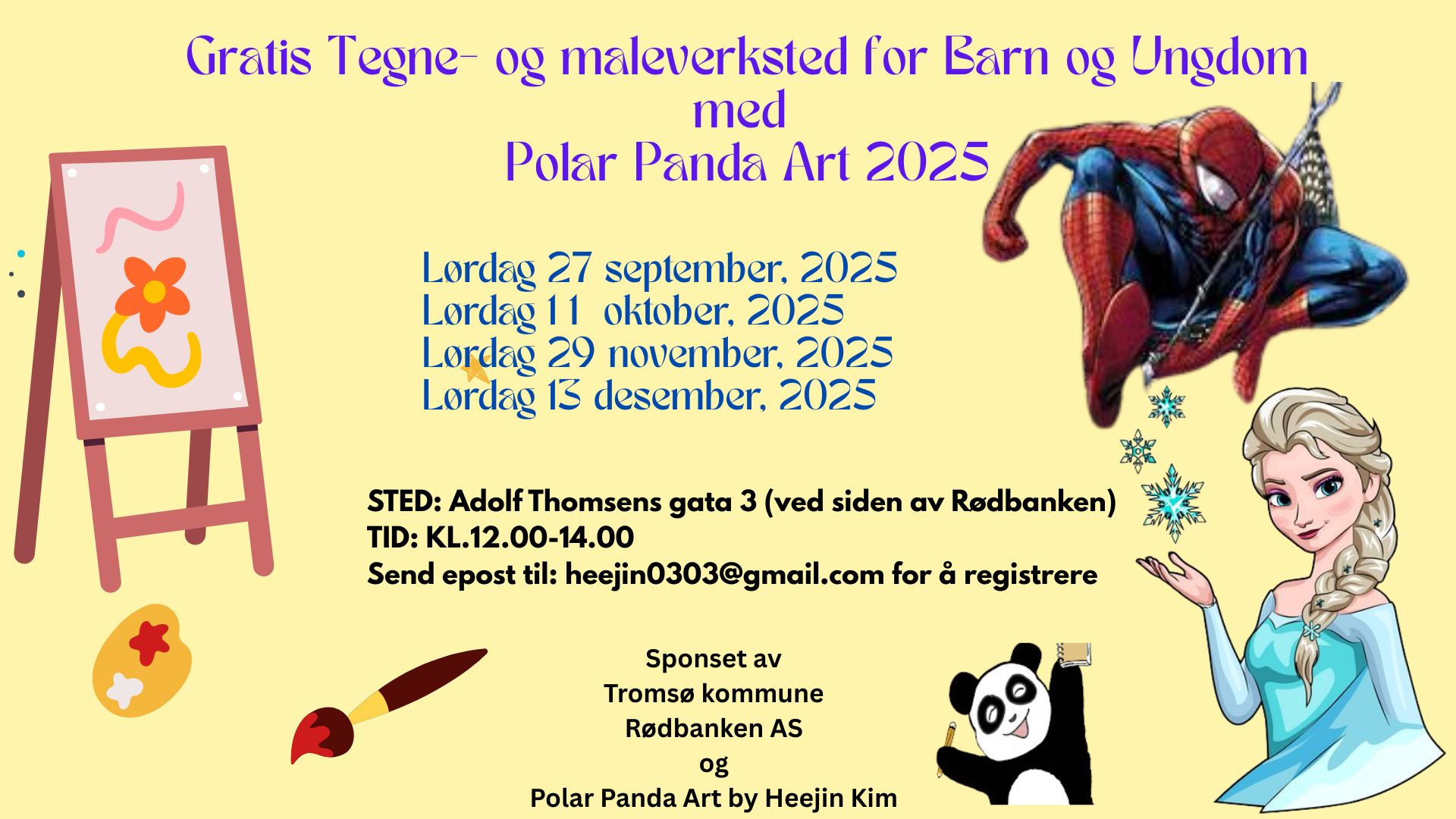 Gratis tegne- og maleverksted for barn og ungdom