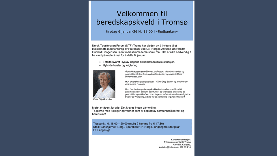 Beredskapskveld med Norsk Totalforsvarsforum