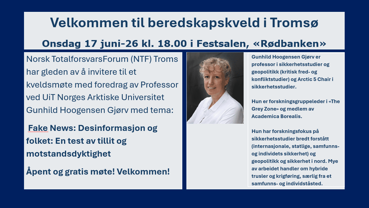 Beredskapskveld med Norsk Totalforsvarsforum